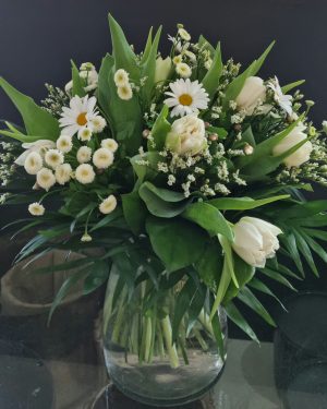 BOUQUET ROND TULIPES BLANCHES