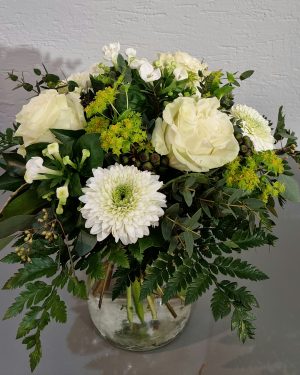 BOUQUET ROND FLEURI BLANC