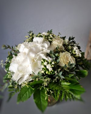 BOUQUET ROND HORTENSIA BLANC